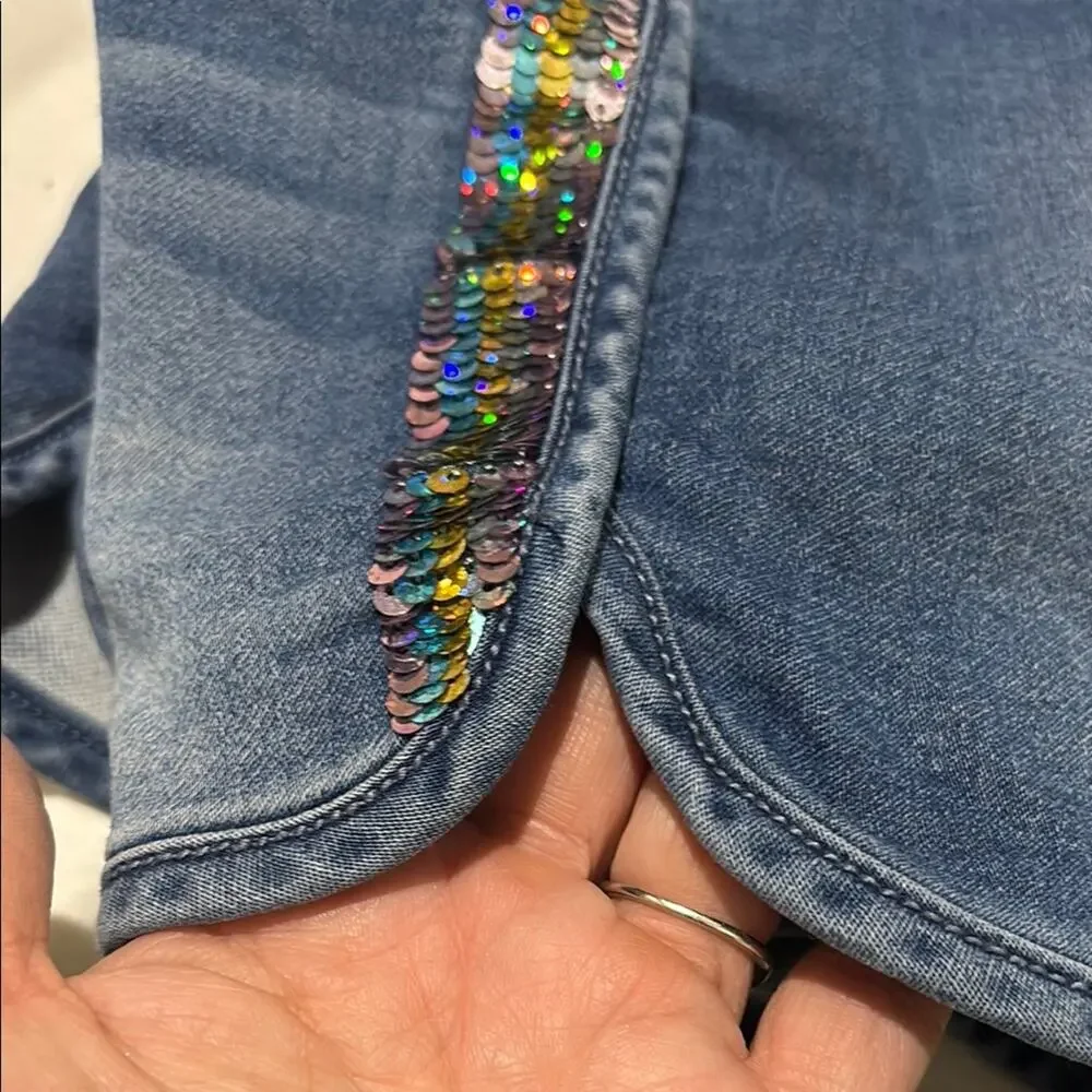 Members Mark 6/6x Denim and White Kids Shorts Set white denim sequined euc